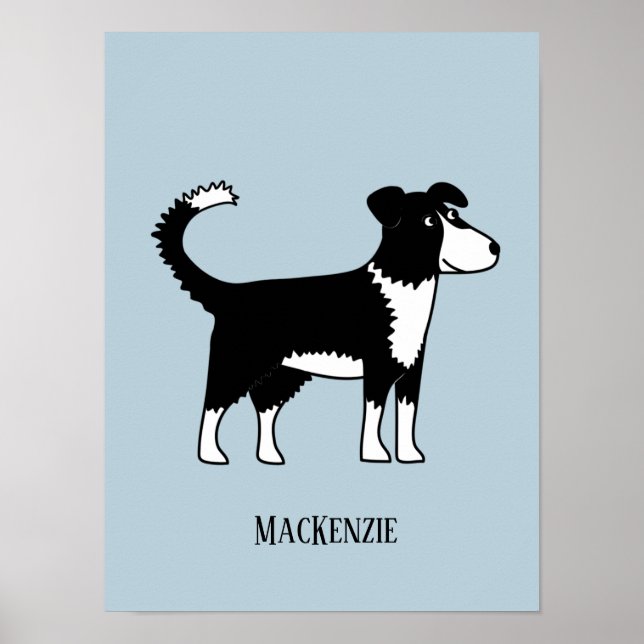 Welsh Gräns Collie Sheep Hund Anpassningsbar Text Poster (Framsidan)