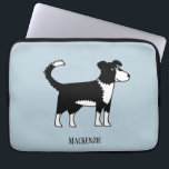 Welsh Gräns Collie Sheepdog Personlig Laptop Fodral<br><div class="desc">En berömvärd svart och vit walesisk Gräns Collie fårhund. Dessa vackra och intelligenta hundar är underbara för djur älskare,  shepherds och jordbrukare. Och alla andra också! Originalkonst av Nic Squirrell. Ändra eller ta bort namn för anpassning.</div>