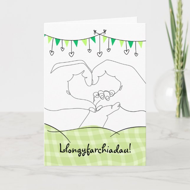 Welsh Grattiss Nyfödd bebis Hand Heart Kort (Framsida)