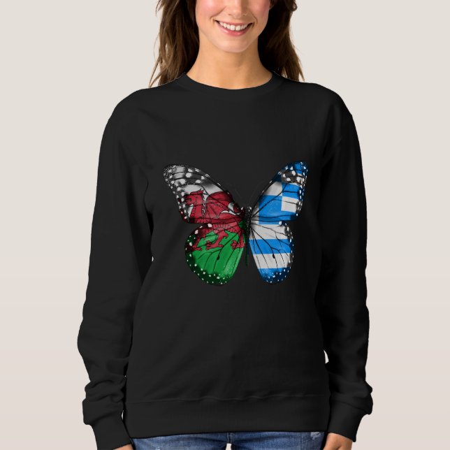 Welsh Greece Flagga Butterfly T Shirt (Framsida)