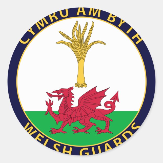 Welsh Guards Runt Klistermärke (Framsida)