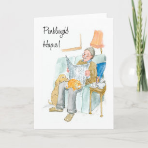 Welsh Hälsning Birthday Card for a Man Kort
