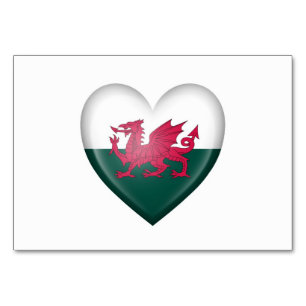 Welsh Heart Flagga on White Bordsnummer