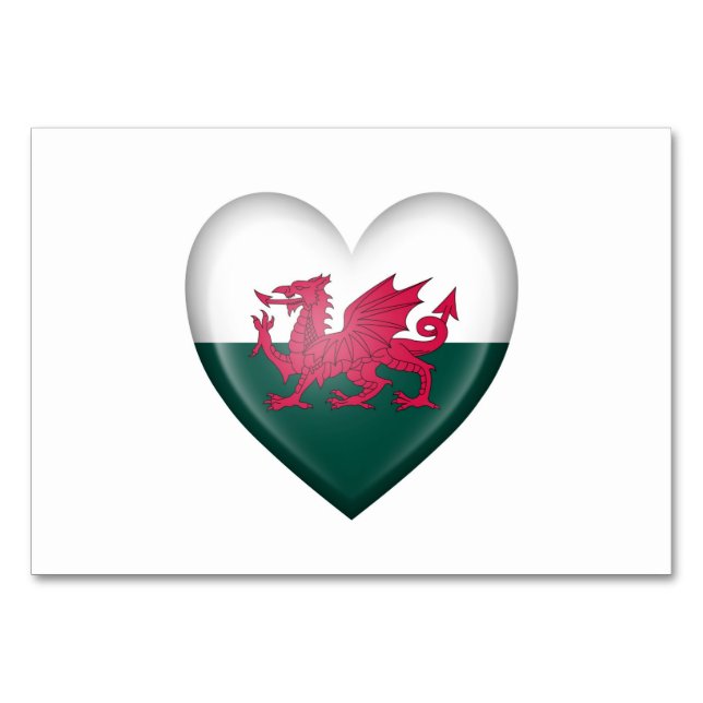 Welsh Heart Flagga on White Bordsnummer (Framsidan)