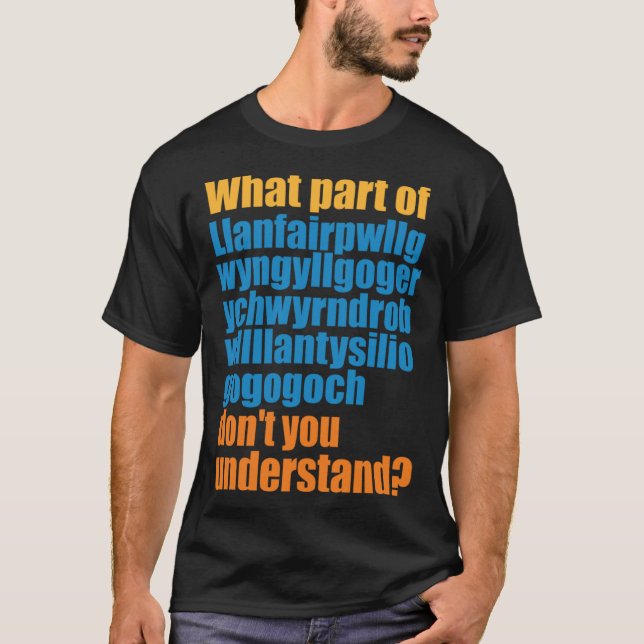 Welsh Longest Welsh ord T Shirt (Framsida)