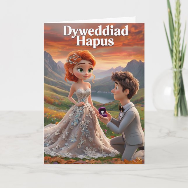 Welsh Lycklig Förlovning Card Kort (Framsida)