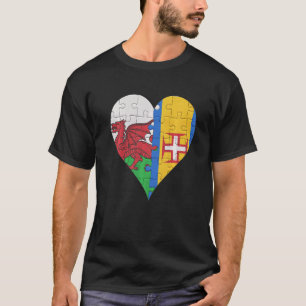 Welsh Madeira Flagga Heart T Shirt