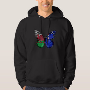 Welsh New Zealander Flagga Butterfly Hoodie
