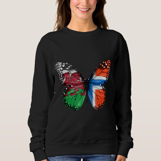 Welsh Norway Flagga Butterfly T Shirt (Framsida)