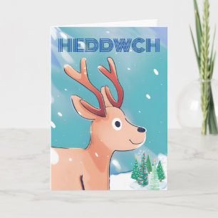 Welsh Peace for jul with Cute Baby Hjort Kort