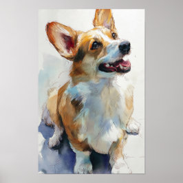 Welsh Pembroke corgi akvarell Poster