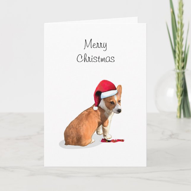 Welsh Pembroke Corgi God jul Helgkort (Framsida)