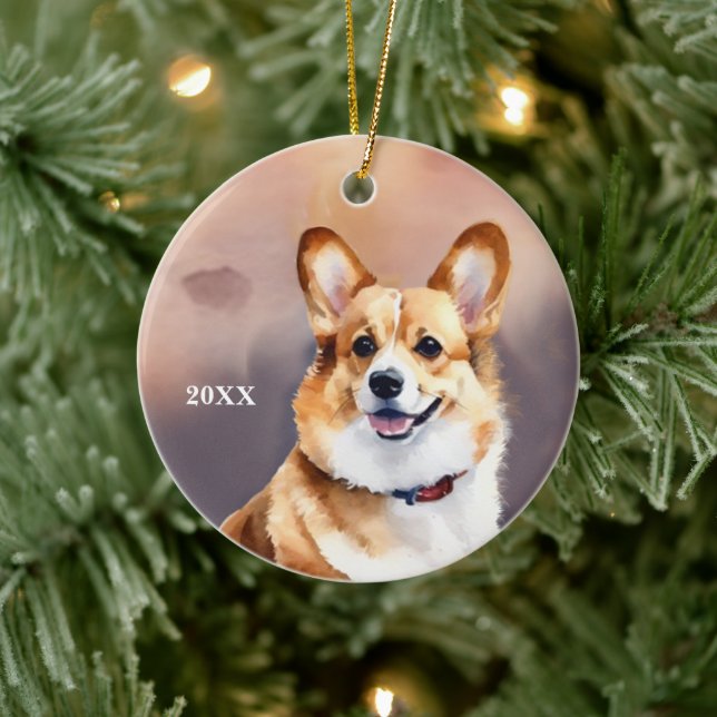 Welsh Pembroke Corgi Hund jul Ornament (Träd)