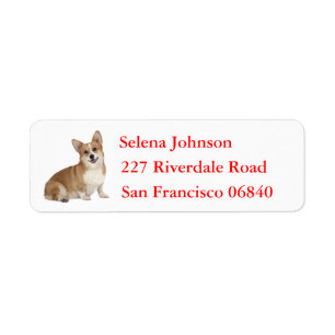 Welsh Pembroke Corgi Puppy Hund Returadress Etikett