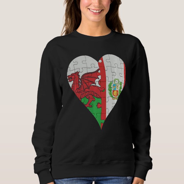 Welsh Peruvian Flagga Heart T Shirt (Framsida)