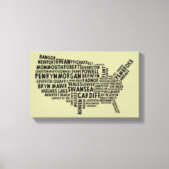 Welsh Placenames American Karta Kanvastryck (Framsida)