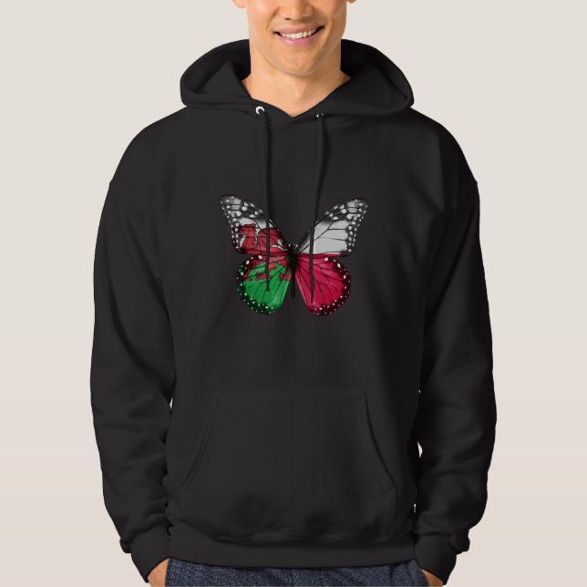 Welsh Poland Flagga Butterfly Hoodie (Framsida)