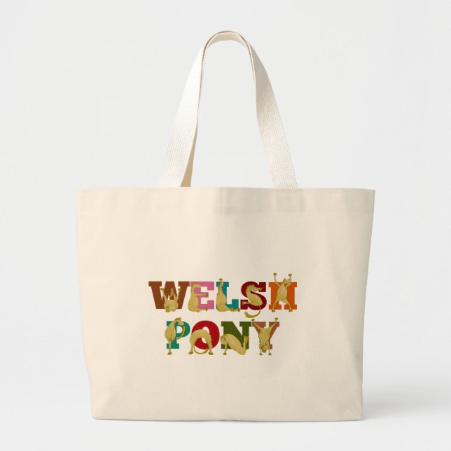 Welsh Pony med färgstark text Jumbo Tygkasse (Framsidan)