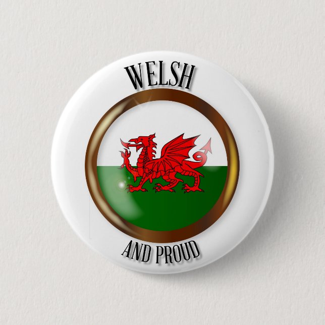 Welsh Proud Flagga Button Knapp (Framsida)