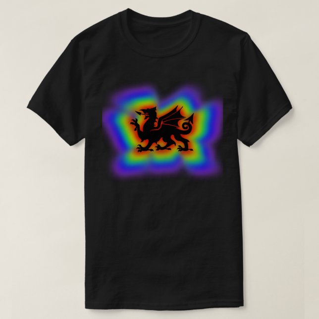 Welsh Rainbow Shadow Dragon T Shirt (Design framsida)
