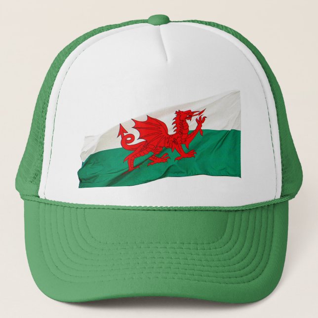 Welsh Red Dragon Flagga, Patriotic Wales Keps (Framsida)