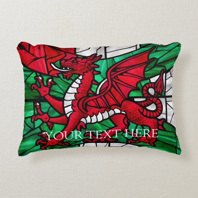 Welsh Red Dragon Flagga Prydnadskudde (Framsidan)