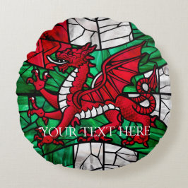 Welsh Red Dragon Flagga Rund Kudde