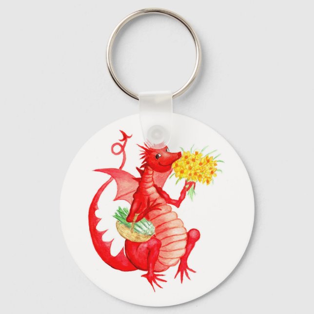 Welsh Red Dragon Keychain Nyckelring (Framsida)