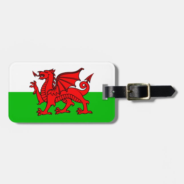 Welsh Red Dragon Wales Flagga Bagagebricka (Horisontell Framsida)