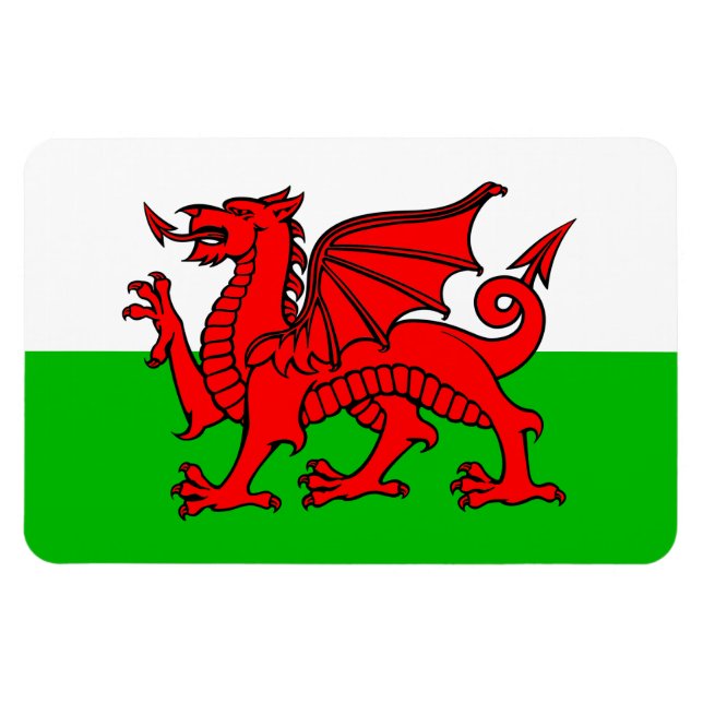 Welsh Red Dragon Wales Flagga Magnet (Horisontell)