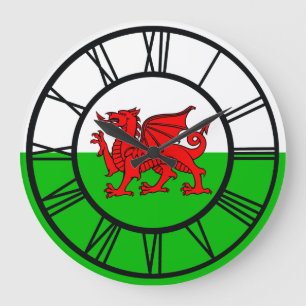 Welsh Red Dragon Wales Flagga Stor Klocka