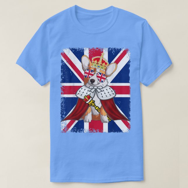 Welsh Royal Corgi United Kingdom Flag Union Jack S T Shirt (Design framsida)