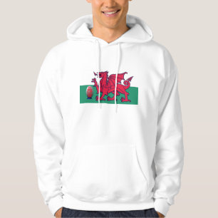 welsh rugby sweatshirt med luva