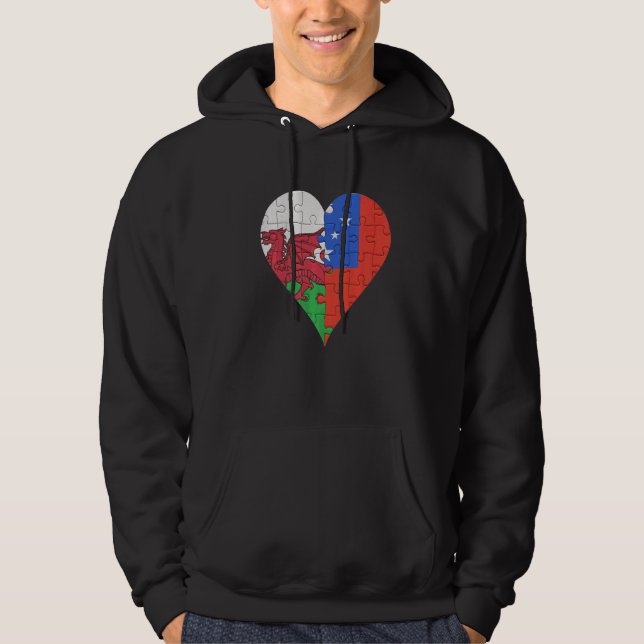 Welsh Samoan Flagga Heart Hoodie (Framsida)
