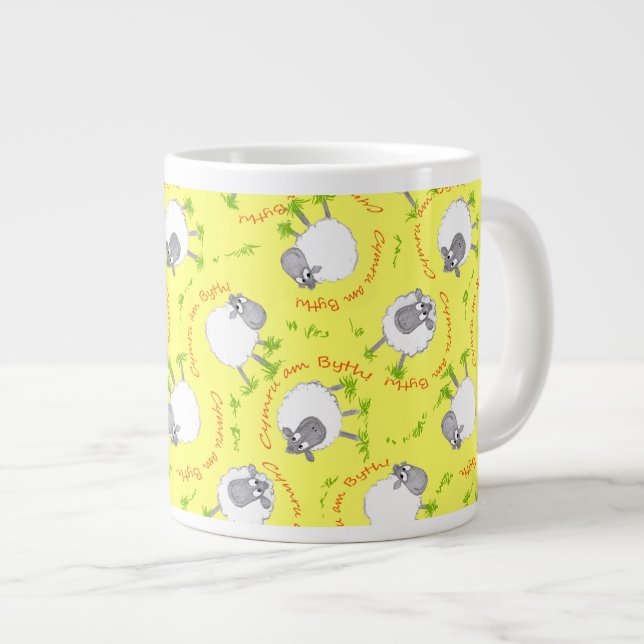 Welsh Sheep, Wales Forever, Jumbo Coffee Mugg Jumbo Mugg (Framsida höger)
