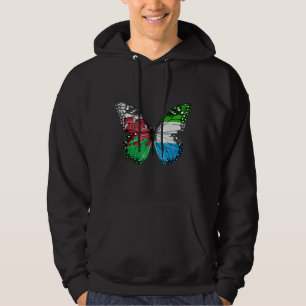 Welsh Sierra Leonean Flagga Butterfly Hoodie