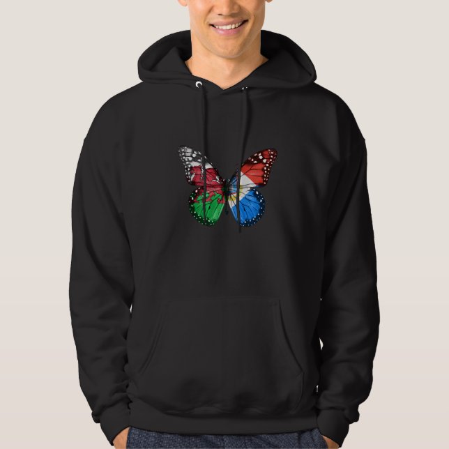 Welsh Sint Maartener Flagga Butterfly Hoodie (Framsida)