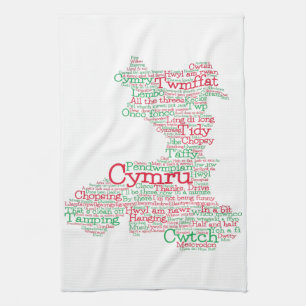 Welsh Slang Ord Art Karta Kitchen Towel Kökshandduk