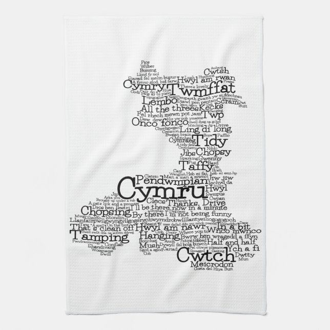 Welsh Slang Ord Art Karta Kökshandduk (Vertikal)