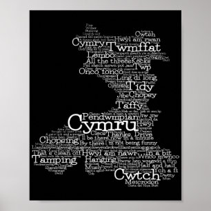 Welsh Slang Ord Art Karta Poster