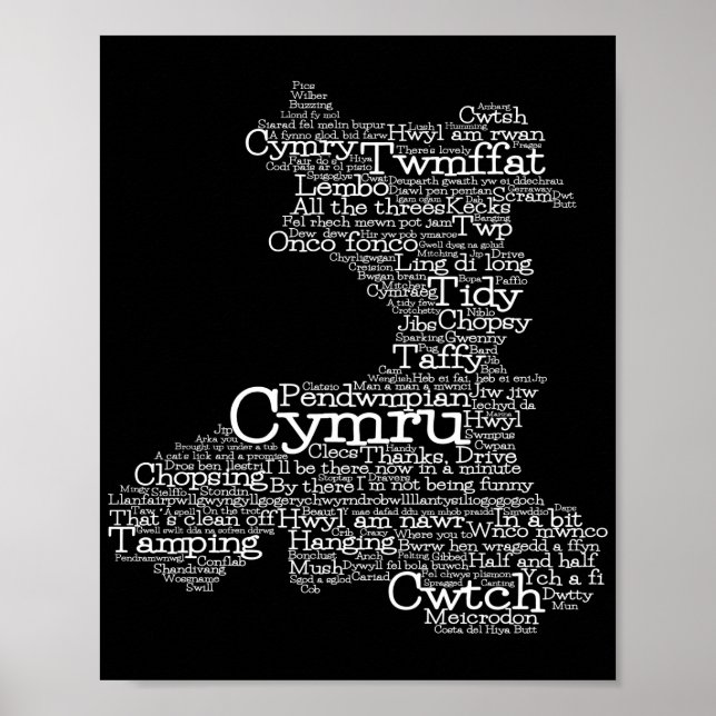 Welsh Slang Ord Art Karta Poster (Framsidan)