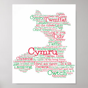 Welsh Slang Ord Art Karta Poster