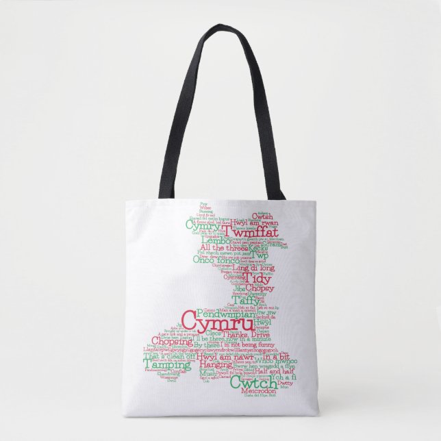 Welsh Slang Ord Art Karta Tote Bag Tygkasse (Framsida)