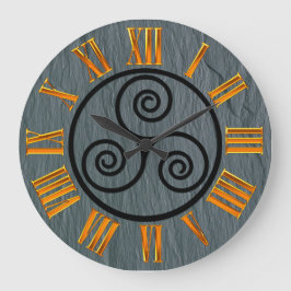 Welsh Slate Effect, Celtic, Faux Guld, Roman Figs. Stor Klocka