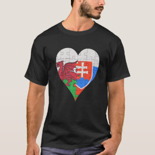 Welsh Slovakic Flagga Heart T Shirt