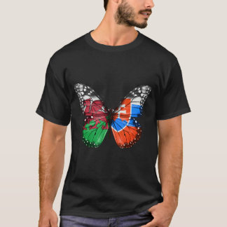 Welsh Slovakiska Flagga Butterfly T Shirt
