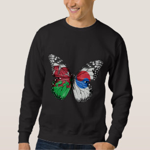 Welsh South Koreansk Flagga Butterfly Lång Ärmad Tröja