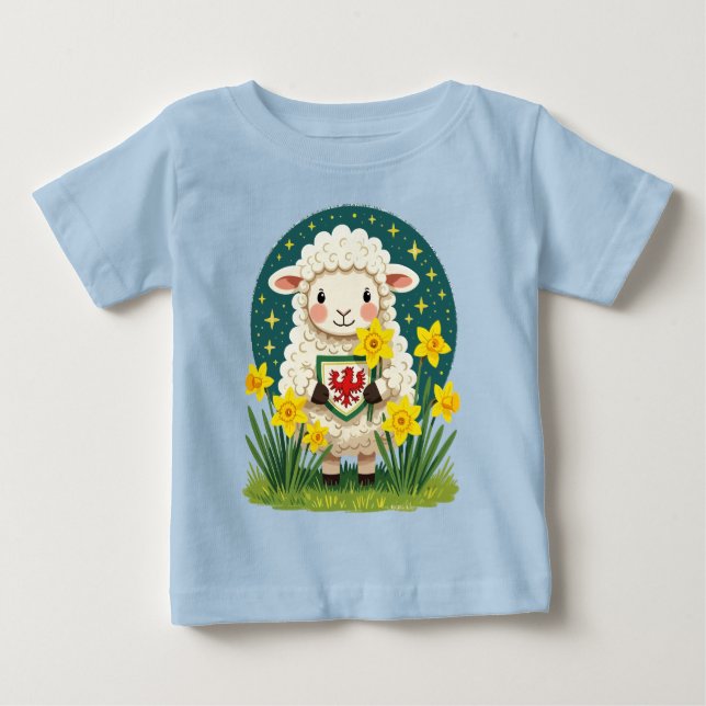 Welsh Spring Lamb Cute St Davids Day Design T Shirt (Framsida)