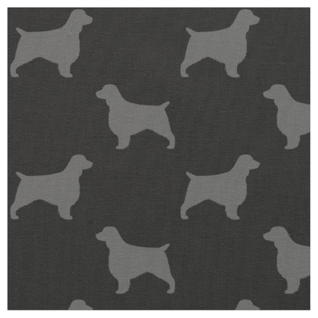Welsh Springer Spain Hund Silhouettes Mönster Tyg (Närbild)