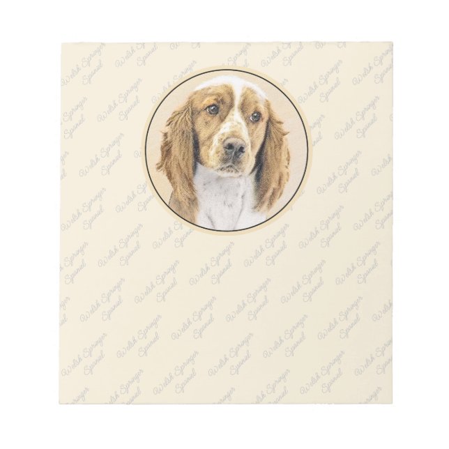 Welsh Springer Spain Painting - Original Hund Art Anteckningsblock (Framsida)